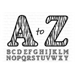 Tiger Hide Alphabet SVG, Tiger Letters SVG Files for Silhouette Cameo & Cricut. Tiger Monogram, A to Z SVG Letters, Tige