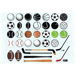sport svg, sport ball svg files for silhouette and cricut. golf, basket, basketball, football, wolley ball, sport balls