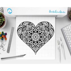 Heart Mandala SVG, Heart Zentangle svg,  Heart SVG files for Silhouette Cameo and Cricut. Heart Clipart included. Valent