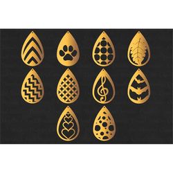 Teardrop Earrings SVG, Pendant svg, Earring template cut files for Silhouette Cameo and Cricut. Jewelry Cut, Earrings Cl