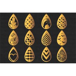 Earring template SVG, Pendant svg, Teardrop Earrings cut files for Silhouette Cameo and Cricut. Jewelry Cut,  Earrings C