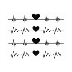 Heartbeat SVG, Cardio Heart SVG files for Silhouette Cameo and Cricut. Cardiogram heart beat cutting files. Heart beat c