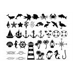 Nautical SVG, Nautical SVG Bundle, Nautical Theme Bundle SVG Files for Silhouette & Cricut. Nautical Clipart, Anchor, Bo
