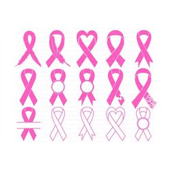 Awareness Ribbon SVG, Ribbon Cancer SVG Files for Silhouette Cameo and Cricut. Breast Cancer svg, Awareness Ribbon Feath