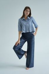 Eco-leather flared trousers