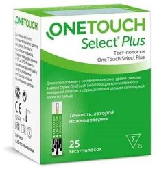 OneTouch Select Plus test strips for measuring blood glucose (sugar), 25 pcs. Free shipping!