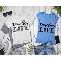Teacher Life Mandala SVG, Teacher Life SVG Files for Silhouette Cameo and Cricut. Cute School Shirt, Teacher Life Clipar