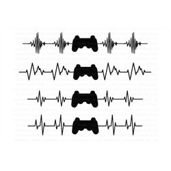 Heartbeat Game Controller SVG Files, Heart Beat Line svg Files for Silhouette Cameo and Cricut. Cardio Line SVG Files Cl