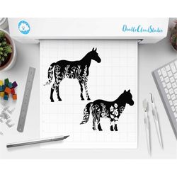 Horse SVG, Horse Floral SVG, Flowers Horse SVG Files for Silhouette Cameo & Cricut. Mustang,  Ranch,  Floral Animal, Flo