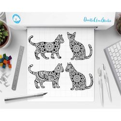 Cat SVG, Cat Mandala SVG Files for Silhouette Cameo and Cricut. Animal Mandala, Cat Mandala, Zentangle SVG, Animal Svg,