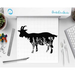 Goat SVG, Floral Goat SVG Files for Silhouette Cameo and Cricut.Floral Animal, Floral Farm Animal SVG, Floral Goat Clipa