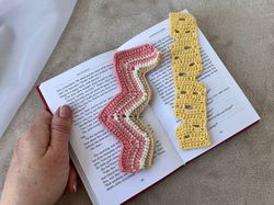 Set of two Crochet breakfast Bookmarks - cheese and bacon.