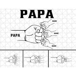 Personalized Papa Fist Bump Set Svg, Fathers and A Child Hands SVG, Father's Day Gift, Baby Toddler Kid Dad Fist Bump, F
