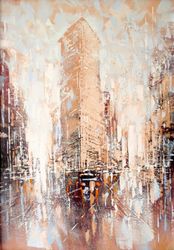 New York Painting ORIGINAL PAINTING ON CANVAS, Flatiron Building by Walperion