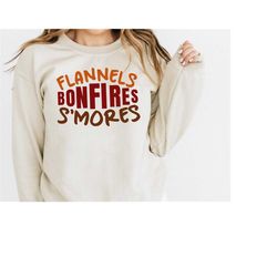 Flannel Bonfire S'mores SVG, Sweater Weather SVG, Thankful Blessed Svg, Printable Fall SVG Png Sublimation Design, Campf