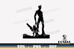 Rocket and Adult Groot svg files Cricut Silhouette Guardians of Galaxy PNG Sublimation Rocket with Gun