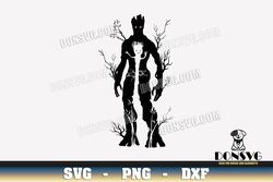 Adult and Baby Groot Silhouette Tree SVG Cut File Guardians of the Galaxy image for Cricut Marvel vector