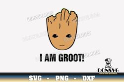 Little Groot Head SVG Guardians of the Galaxy png clipart T-Shirt Design Marvel I am Groot Cricut files