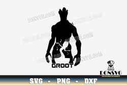 Groot and Baby Dancing Silhouette SVG Cut Files for Cricut Guardians of the Galaxy PNG image Music DXF