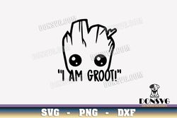 i am groot head svg cut file marvel baby face image for cricut guardians of the galaxy vinyl decal vector