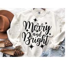 Merry and Bright SVG PNG, Merry & Bright, Christmas Ornament SVG, Mug Shirt, Sweatshirt Sublimation Png, Silhouette, Cri