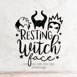 Resting Witch Face svg,Bad Girls Svg,Halloween SVG,Villains Svg File, DXF Silhouette Print Vinyl Cricut Cutting SVG T sh