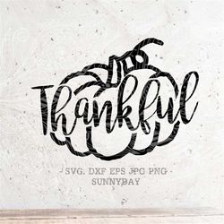 Thankful SVG, Thankful pumpkin svg, Thanksgiving svg, fall svg File DXF Silhouette Print Vinyl Cricut Cutting SVG T shir