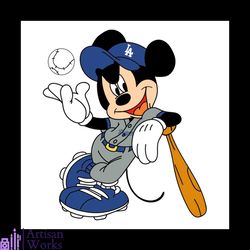 Mickey Mouse L.A Dodgers Disney Svg, Los Angeles Dodgers Digital