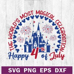 Happy 4th of july disney castle SVG PNG DXF cutting file, Disney world SVG, Magical disney SVG