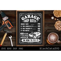 Garage shop rates svg, Garage svg, Dads garage svg, Tools svg, Father's day gift svg