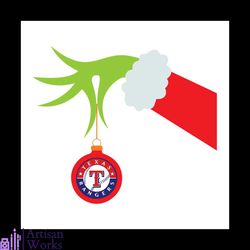 Texas Rangers Grinch Hand Holding Christmas Svg, Grinch Christmas Svg Design Download