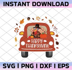 Happy Thanksgiving SVG Cut File, Fall Vintage Truck SVG, Thanksgiving Svg, Fall Svg Designs, Autumn Svg, Cut File Cricut