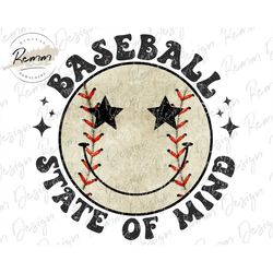 retro baseball png, baseball png, retro smiley png, baseball sublimation design, retro smiley face baseball, summer png,