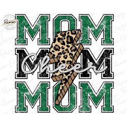Cheer Mom Png, Green and Black Leopard Cheer Mom Lightning Bolt Png, Grunge, Sublimation Download, Printable, Stacked Ch