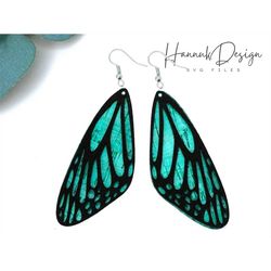 Leather Dragonfly Wing Earring Svg,  Boho Butterfly Silhouette Earring Svg, Earring Template Cut File for Glowforge, Cri