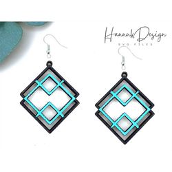 Minimalistic Square Earring Svg Laser cut file for Glowforge, Geometric Earrings Svg, Wood earring svg, Template Svg, In