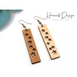 Rectangle Stars Wooden Earring Svg Laser Cut File for Glowforge Instant Download