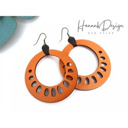 Hoop with Hole Pattern Leather Earring Svg File for Cricut, Circle Wood Earring Svg Laser Cut File for Glowforge Digital
