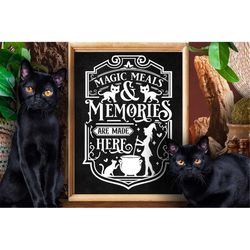 Magic meals and memories SVG, Witch kitchen svg, Magic Kitchen svg, Kitchen vintage poster svg, Witches Kitchen svg, Wic