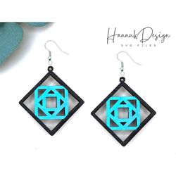 Square Pattern Earring svg Laser cut file for Glowforge, Acrylic Geometric Earrings Svg, Wood earring svg, Template Svg,