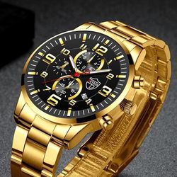 Sports Watches for Men Luxury Stainless Steel Quartz Wrist Watch