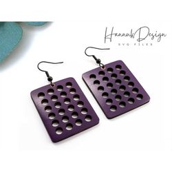 Rounded Square with Geometric Hole Pattern Earring Svg Laser Cut File for Glowforge, Acrylic, Wood Earring svg, Digital