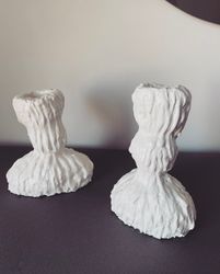 Figurine Candlestick Couple Clay candleholder Wedding gift Home decor Clay sculpture Galainart Candle Set of candles