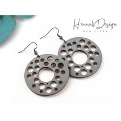 Circle with Bubbles Wood Earring Svg Laser Cut File Digital Download