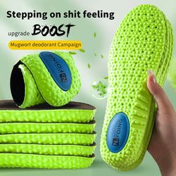 Sports Shock Absorption Insole Green PU Memory Foam Breathable Arch Support Orthopedic Shoes Pad