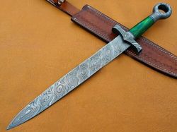 Custom Handmade Damascus Steel Big Watch Sword With Damascus Guard with Sheath hand forged outdoor camping swords mk6130