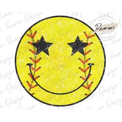 softball png, softball smiley face png, softball sublimation design, retro smiley face softball, softball shirt, basebal