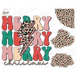 Merry Christmas Leopard Print Bolt Png, Matching Leopard Patches, Retro Christmas Png, Sublimation Design Downloads, Chr