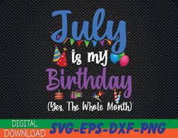 July Is My Birthday Yes The Whole Month Funny July Birthday Svg, Eps, Png, Dxf, Digital Download