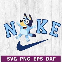 Bluey Bandit Heeler Nike logo SVG PNG DXF file, Bandit Heeler Nike SVG, Bluey x Nike SVG